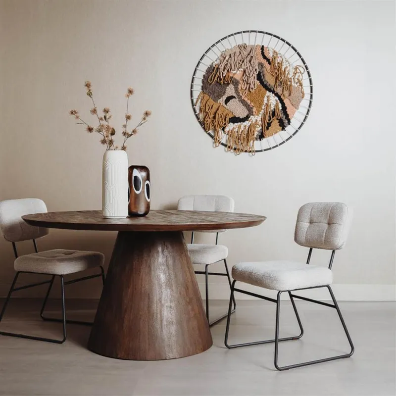 Premana Eetkamertafel bruin rond 130 cm Gereduceerde Prijs